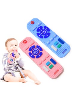 Buy Teething Toys for Baby - MumEZ 2 Pack Silicone Baby Teething Toys - Baby Toys Baby Teether - Baby Remote Control Toy (Blue&Pink) in Saudi Arabia