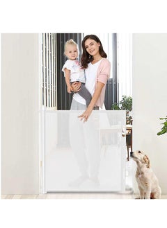 Buy Retractable Baby Gate for Stairs Doorways, Mesh Safety Gate for Babies and Pets,Easy to Roll and Latch Toddlers Gate Indoor/Outdoor (White） in UAE