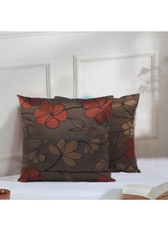 Buy Blossom Coffee Brown 16x16 Inch Decorative Cushion & Cushion Cover-Set of 2 in UAE