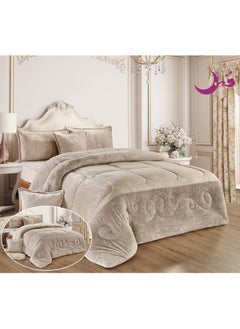 Buy Quilt For 1.5Persons System Two Sides Velvet Face and Soft Fur Face System 4Pieces Medium Filling and Excellent Quality and Practical Quilt 210X160 and Velvet Sheet 120X200 2 Pillowcases in Saudi Arabia