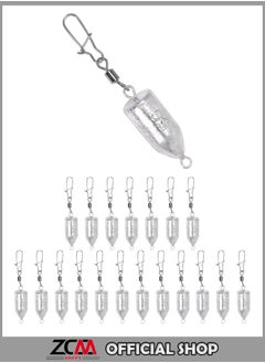 اشتري 20 piece 50gram Bullet-shaped lead pendant with sea pole, rock pole, string hook, explosive hook, monster sea fishing, boat fishing and double-ring fishing counterweight في الامارات