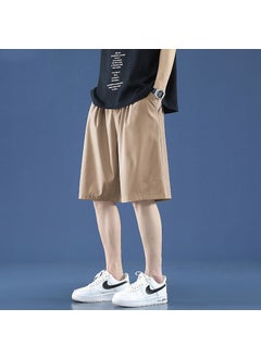 Buy Summer Casual Shorts Cold Five-bullet Sports Pants Loose Fat Black Ice Silk Mens Pants Shorts[Five-bomb ice silk shorts] khaki [Five-bomb ice silk shorts] khaki in Saudi Arabia