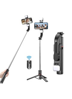 Buy 45" Selfie Stick Tripod with 2 Lights, Extendable 5 in 1 Selfie Stick Phone Tripod, Portable Selfie Sticks with Wireless Remote Compatible with iPhone 15/14/13 Pro Max, Samsung, Android, Gopro in Saudi Arabia