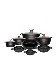 اشتري ProPlus 12 Piece Cookware Set (4 Casserole 18-20-24-30)With Glass Lids/4 MultiFunction Pans Set( 18-20-24-30) في مصر