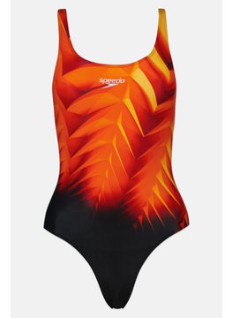 Buy Women One Piece Abstract Swimwear, Black Combo in UAE