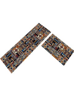 Buy 2-Piece Luxurious Modern Irregular Pattern Rectangular Anti-Slip Kitchen Floor Mat Multicolour 40x60cm in UAE