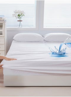 Buy Mattress Protector Soft Breathable Waterproof Solid Color Brushed Cloth Dustproof Bed Cover 200CM in UAE