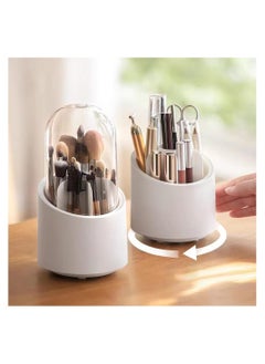 Buy Brush holder with lid,makeup brush organizer dustproof for Vanity, 360 rotation with 7 Slots in Saudi Arabia