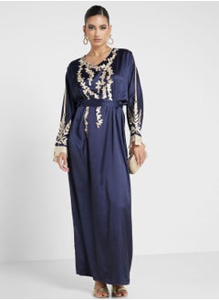 Buy Embroidered Belted Jalabiya in Saudi Arabia