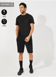 اشتري Textured T-Shirt & Shorts Sports Fitness Suit Set في السعودية