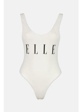 Buy Women Logo One Piece Swimwear, White in Saudi Arabia