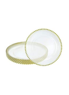 Buy Elegant Clear Acrylic Charger Plate With Bead Rim Set Of 6 Piece Gold-13inch in UAE