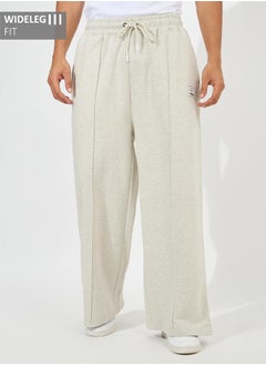 Buy Fleece Pintuck Wide Leg Joggers with Badge Detail in Saudi Arabia