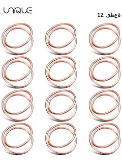 Buy 12 Pieces Metal Spiral Napkin Rings Buckles Simple Alloy Napkin Rings Serviette Napkin Holder Ring for Weddings, Receptions, Dinner Party Buffet Table Decor (Rose Gold) in UAE