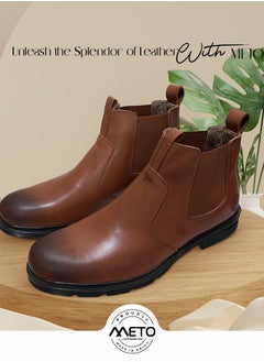 Buy Honey Chelsea lace-up boots made of genuine natural leather and a toe sole in Saudi Arabia