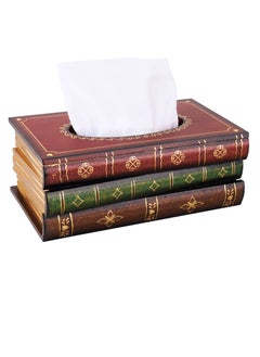 اشتري Handmade Rectangular Paper Towel Box of Classical Vintage Wooden Antique Books في الامارات