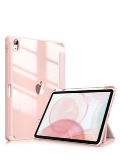 اشتري iPad 10th Gen Case with Pencil Holder 2022,10.9 Inch Case, Clear Transparent Back Shell, Trifold Protective Cases, Shockproof Cover with Screen Protector (Pink) في الامارات