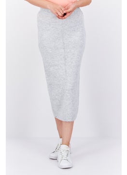 اشتري Women Textured Midi Skirt, Grey في الامارات