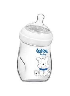 Buy Wee Baby Dog Angled Natural Glass Heat Resistant Bottle - 260 ml in Egypt