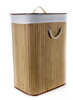 Buy Rectangular Foldable Laundry Basket Brown in Saudi Arabia