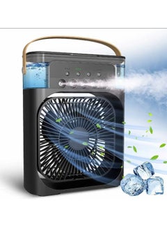 Buy Fan Powerful Portable Low Noise Humidifier 600 ML 5 Large Caliber Atomizers Essential Oil Aromatherapy 7 Color Lights Timer 1H / 2H / 3H -Black 5 In 1 Design Functional in Egypt