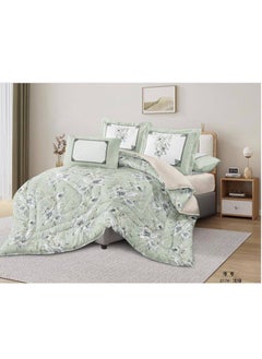 Buy King Size 6 Piece Duvet Cover Set Contemporary Leaf Print Bedding Sets, Smooth Cotton Material Modern Geometric Print in UAE