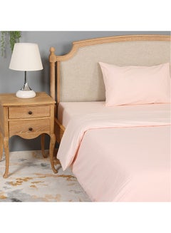 Buy Essential Set of 2 Fitted Sheets, Blush - 120x200+30 cm, 200 TC in UAE