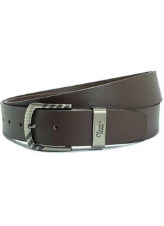 Buy Classic Milano Genuine Leather Belt Men Semi Casual Belt for men Men's belt DDL Smooth 40MM (Brown) by Milano Leather in UAE