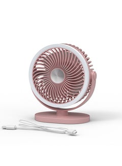 Buy LED Night Light Mute Desktop Cooling Ceiling Fan Pink in UAE