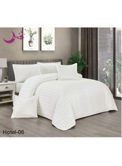 Buy Striped Double Sided Hotel Bed Sheet 6 Pieces Microfiber 230x250 CM in Saudi Arabia
