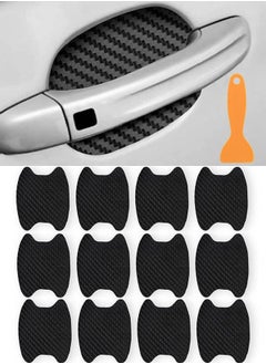 Buy 12 PCS Car Door Handle Sticker, Carbon Fiber Anti-Scratches Car Door Cup Protector, Non-Marking Auto Door Handle Protective Film, Universal for Most Car Handles in Saudi Arabia