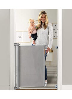 Buy Retractable Baby Gate, Adjustable Safety Gate for Babies and Pets, 33" Tall, Extends up to 55" Wide, Suitable for Stairs, Doorways, and Hallways, Indoor and Outdoor Use with Easy Installation Kit in Saudi Arabia