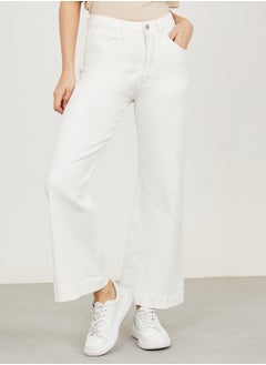 Buy High Rise Wide Leg Ankle Length Jeans in Saudi Arabia