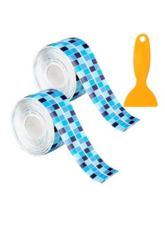 اشتري Blue Plaid Caulk Tape 10.5' x 1.5'' Waterproof Self Adhesive Caulk Strip Bathtub Sealant Tape Caulking Tape Sealing Strip Oil Proof Bathroom Caulk for Kitchen Floor Wall Edge ProtectorPE في الامارات