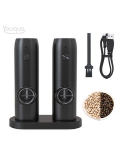 Buy Rechargeable Automatic Electric Salt and Pepper Grinder Set Black in Saudi Arabia