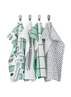 Buy White green patterned tea towel 45x60 cm 4pcs in Saudi Arabia