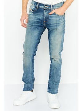 اشتري Men Slim Fit Washed Stretchable Jeans, Blue في الامارات