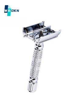 Buy Safety Razor for Men, Double Edge Safety Razor, with 1 Platinum Coated Metal Stainless Steel Razor Blades, Single Blade Razor for Body & Face, Reusable Safety Razor for Women, Silver in UAE