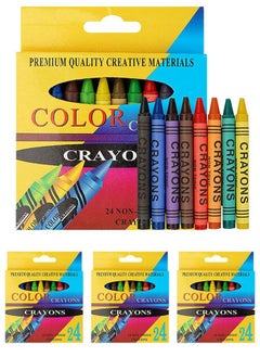 Buy 4 Boxes of 24 Pieces Multicolor Crayons Set Kids Drawing Doodle Oil Pastels Non-toxic Suitable for Boys and Girls in UAE