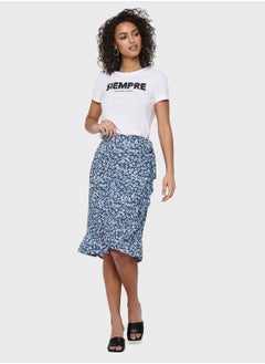 Buy Printed Mid Wrap Skirt in Saudi Arabia