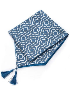 اشتري Moroccan Style Linen Table Runner Blue/White 32 x 180cm في السعودية