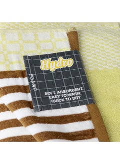 اشتري 4 Piece Bathroom Towel Set HYDRO 420 GSM 100% Cotton Velour 4 Bath Towel 70x140 cm Peach & Yellow Color Modern Stripe Design Luxury Touch Extra Absorbent في الامارات