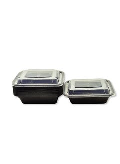 Buy Microwave Container Black Rectangular With Lid 12 Ounces Pack of 12 Pieces. in UAE