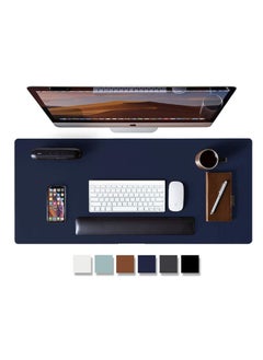 اشتري Leather Desktop Protector Mouse Pad Desk Pad Laptop Desktop Pad Waterproof Desktop Writing Pad for Office and Home Suitable for Gaming Office Learning Blue في الامارات