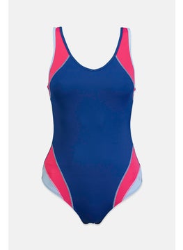 اشتري Women Solid One Piece Swimsuit, Navy في الامارات