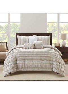 Buy Allure Cain 7 -Piece King Comforter Set 240X260 Cm Taupe in UAE