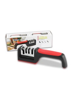 اشتري Generic Knife Sharpener – Professional Knife Sharpener – Nonslip Base – Fast Sharpening – Kitchen Utensils – 3 Stage Sharpener – Manual Knife Sharpener (Red And Black) في مصر