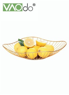 اشتري Metal Wire Fruit Basket Gold Fruit Bowl for Kitchen Counter Fruit Holder Stand Storage Baskets for Countertop Home Decor Table Centerpieces Vegetable Bowls for Fruits Veggies Snacks Gold 27.5*6.5CM في السعودية