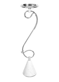 Buy Lure Pillar Candle Holder, Silver & White - 12x49.5 cm in UAE