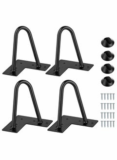 Buy 4 Inch Metal Hairpin Furniture Legs Set of 4, Includes Rubber Floor Protectors Black, Home DIY Projects for Sofa Bed Cabinet TV Stand in Saudi Arabia